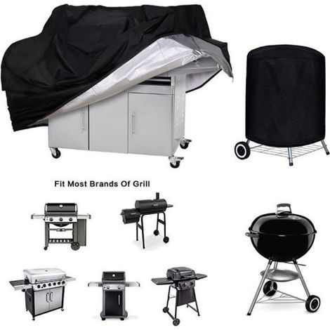 Housse Barbecue - Polyester Oxford 210D Revêtement Argenté Imperméable - Extérieur Jardin - 145x61x117 cm (1/5)