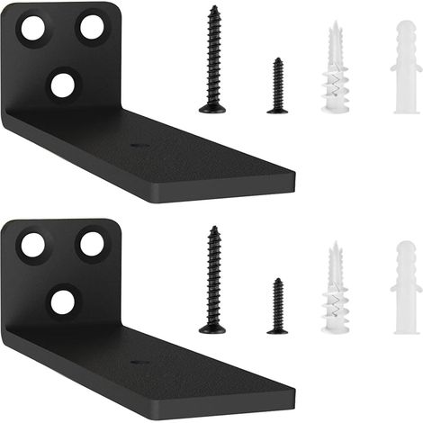 2 Pièces Equerre Etagere Murale 10 cm, Equerre Charge Lourde, Support étagère Murale Pour Étagères Ouvertes de Bricolage (Noir, 10cm) (1/5)