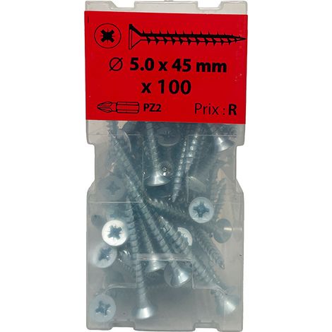 100 vis agglo 5x45mm fraisée Pz zingué Viswood