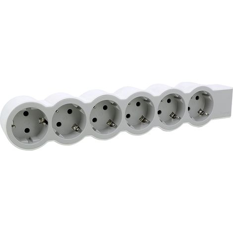Bloc multiprise plate 6 prises sans fil ultra blanc/gris 694579 (1/4)