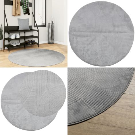 Tapis IZA poils courts style scandinave gris Ø 120 cm - Tapis Décoratif - Tapis Salon - Tapis Chambre - Tapis Design - Tapis Géométrique - Home & Living