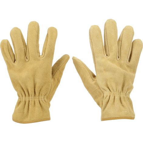 Gants de soudure XL résistants à l'usure, en cuir fendu jaune, protection professionnelle pour conducteurs et manutention. (1/5)