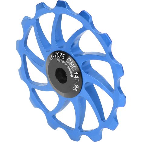 Poulie de guidage arrière pour vélo, galet 14 dents, en alliage d'aluminium bleu (1/5)