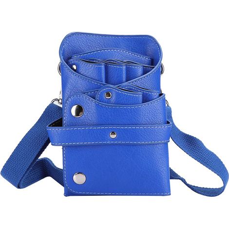 Sacoche rétro pour peigne de coiffure, trousse bandoulière pour tondeuse, sac banane pour ciseaux de coiffure, bleu, pour coiffeurs. (1/5)