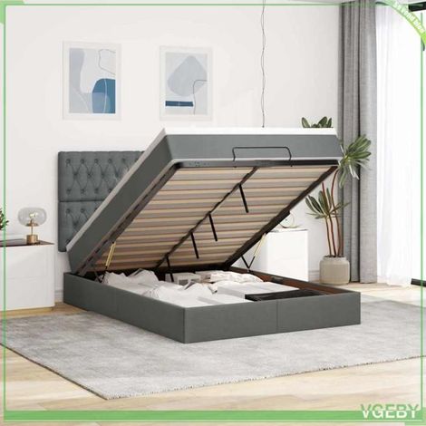 Cadre de lit ottoman avec matelas - 3313238 - 140x190 cm - Gris foncé - Rangement hydraulique (1/5)