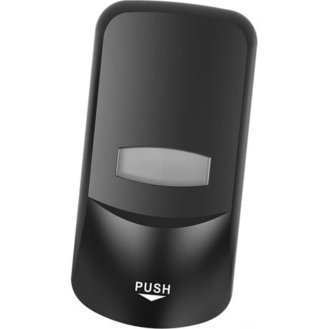 Distributeur de savon manuel 1L rechargeable, fixation murale, noir, pour cuisine, salle de bain et usage commercial. (1/5)