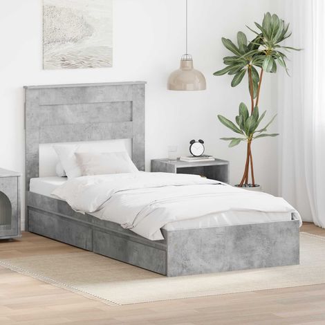 Aufbewahrungsbett Beton Grau 75 x 190 cm Holzwerkstoff