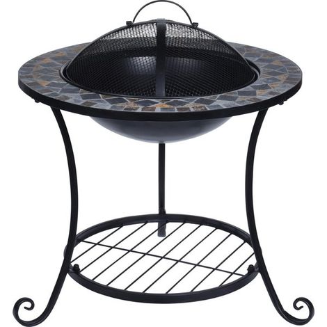 MaxxGarden - Ciotola di fuoco, per Le Jardin, (Ø58 cm), Ciotola di fuoco con Stelo, per esterno, con protezione dalle scintille, con griglia, in acciaio antracite (1/5)