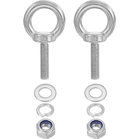 2 Pièces M8 x 30mm Boulon À Œil Avec Écrou Boulon À Œil Argent (1/5)