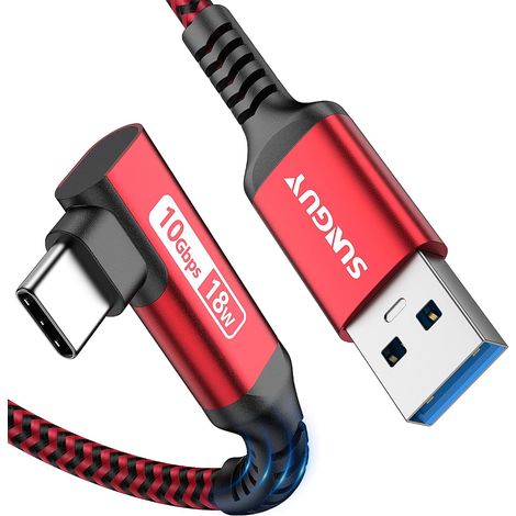 Câble de données USB C, 1.5 m 10 Gbps USB 3.1 Gen 2 câble de données et câble de charge, compatible avec Android Auto, Galaxy S22, SSD, Huawei P30/P20, Xiaomi Rouge (1/5)