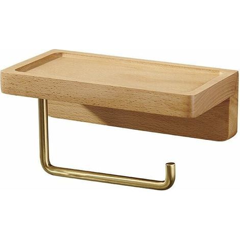 Porte-Papier WC Double en Bois Naturel – Installation Rapide Autocollante ou Vissée – Coins Arrondis Antidérapants – Accessoire Salle de Bain (1/2)