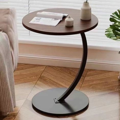 Table d'Appoint Design arrondi Bout de Canapé ou Table de Chevet H 60 cm x D 40 cm Marron et Noir - Livraison gratuite (1/2)