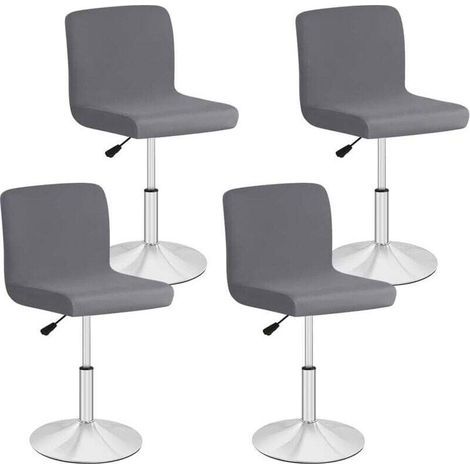 Set mit 4 Barhockerbezügen für Esszimmer, abnehmbarer und waschbarer Barhockerbezug, dehnbarer Bezug für Drehhocker, kurzer Hocker (Grau) (1/5)