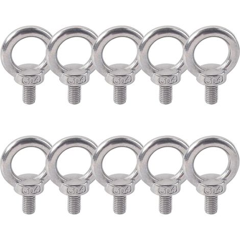 Boulon à œil en acier inoxydable 304, filetage mâle, lot de 10