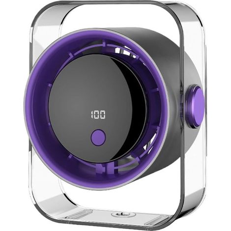 Ventilateur de table rechargeable silencieux 100 vitesses – Gris cosmique, compact et ultra-quiet (≤36 dB), écran LED (1/5)