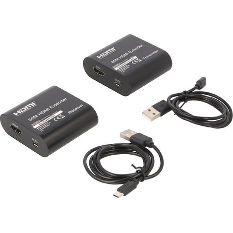 Prolongateur HDMI 1.3 femelle X2 Cat.6 noir 60m