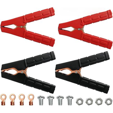 4PCS 200A en Cuivre pur avec Gaine Isolante, Pince Batterie Rouge Noir, Pince de Démarrage Voiture et Pince Câble de Démarrage pour Connexions Électriques, Pince Électrique (1/5)