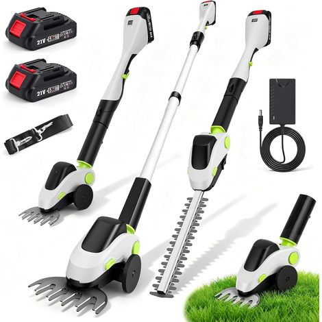 Taille Haie Electrique Telescopique 1,7m avec 2 Lames , 2 en 1 Taille-Haie Électrique sans Fil avec 21 V Batterie, Tête Pivotante 110° Réglable, Moteur à Balais 500 W, pour Haies, Arbustes, Gazon (1/5)