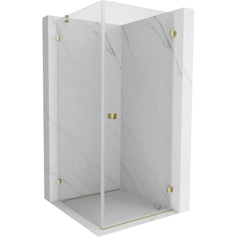 Mexen Lunar-B cabina de ducha abatible derecha 80 x 80 cm, transparente, dorada - 832-080-080-50-00-P (1/5)