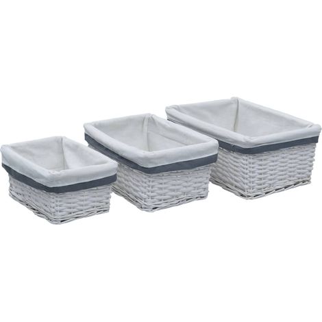 Ensemble de paniers empilables 3 pcs en salice différentes couleurs Couleur : BLANCHE (1/3)