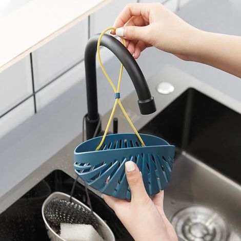 Borsa porta spugne per lavello, scolapiatti da appendere, porta utensili, lavello per spugne, porta sapone, scolapiatti per scolare e riporre spugne, sapone e spazzole per piatti (2 pezzi) (1/4)