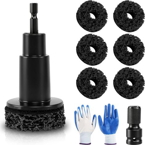 Kit de nettoyage de moyeu de roue de voiture avec 6 entretoises, 1 adaptateur, 1 gant, kit de nettoyage et de réparation pour enlever la rouille et la vieille peinture de surface (1/5)