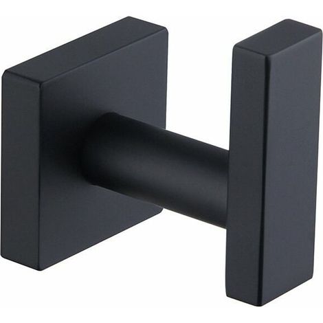 Gancho simple de acero inoxidable 304, armario simple, baño, inodoro, gancho individual, gancho para abrigo de hotel (negro mate 44 61 59MM) (1/4)