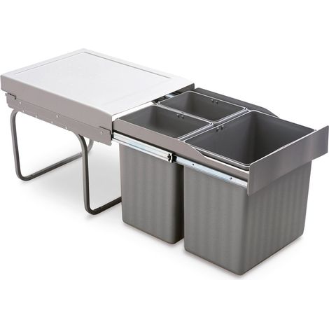 Seau Lombardo Gris M40 1X16-2X7,5L - LOMBARDO - Conteneur avec 2 ou 3 compartiments d'extraction totale