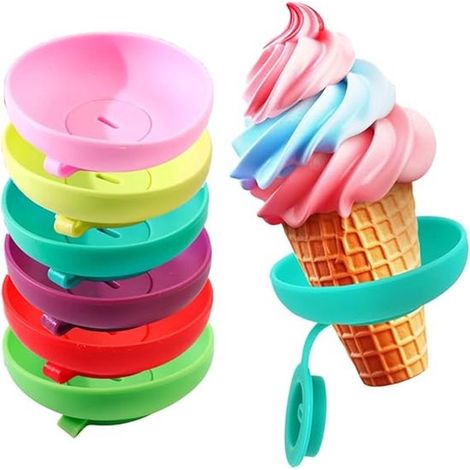 Stück - Eiscremebehälter - Kindereiscremebehälter - Auslaufsicherer Eiscremebehälter - Silikon-Eisformen - Behälter für gefrorene Snacks - Tropffester Eis am Stielhalter - Eis (1/5)