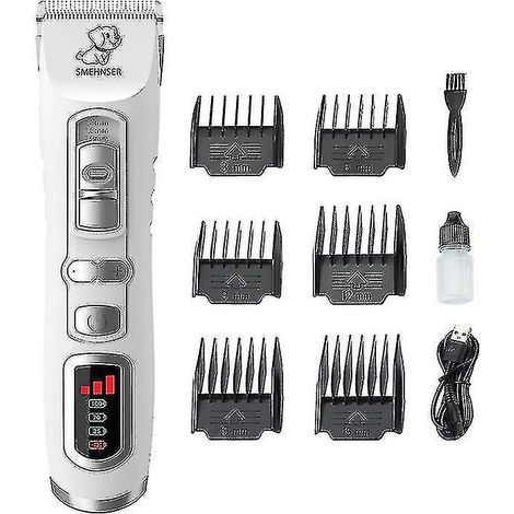 Tondeuse professionnelle pour chiens avec écran LCD, tondeuse pour chiens à poils longs et épais, tondeuse sans fil pour chiens et chats, kit de toilettage, lame en céramique amovible, autonomie de 4 (1/5)