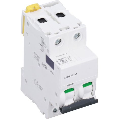 Disjoncteur différentiel 2P 10A 400V IC65N pour tableau électrique - Protection courant résiduel pour rail DIN