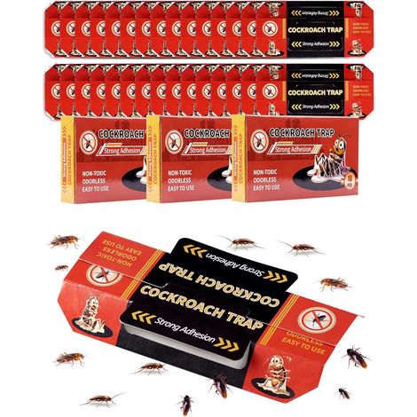 30 Pcs Piege Cafard Produit Anti Cafards Puissant Professionnel Piège à Cafard Attrape Blatte pour Cuisine Salle de Bain