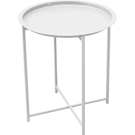 Tavolino d'Appoggio per Giardini e Piscine Rotondo Bianco 46 cm