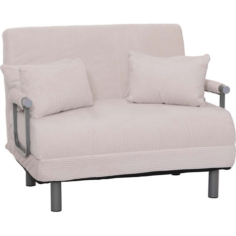 [NON UTILIZZATO] Poltrona letto HHG-702, pieghevole Divano letto, superficie riposo 190x100cm, tessuto a coste (330 g/m²), avorio bianco