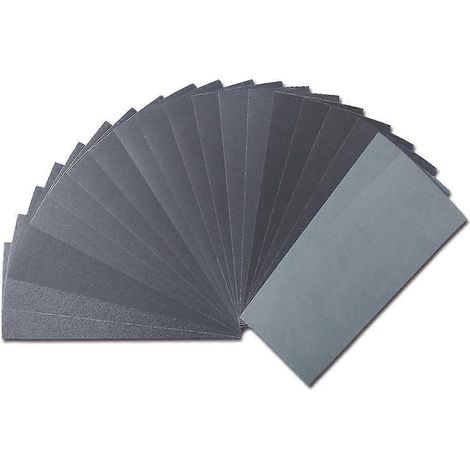 Assortiment de papier de verre, 20 feuilles de papier de verre assorties pour bois et métal, pour ponçage à sec et à l'eau, 22,9 x 9,1 cm - JBMEDIA (1/4)