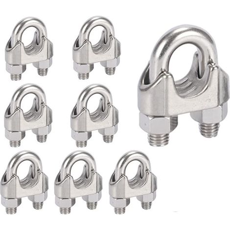 M8 Serre-câbles Etrier U Boulon Clip de Câble 304 Acier inoxydable Selle de pince de Câble Câble métallique Clips pour etendoir linge exterieur10PCS (1/5)