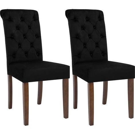 Set de 2 sillas de comedor Lisburn en tela o terciopelo Negro Terciopelo (1/5)