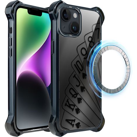 Custodia per iPhone 14 ibizu DropGuard Ultra con MagSafe, Midnight, carte da gioco (1/5)