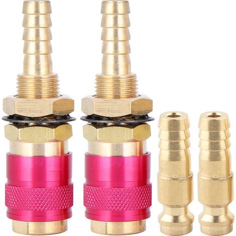 Raccord rapide pour torche de soudage TIG, raccord rapide eau/gaz, tuyau M8, matériau en laiton (1/5)
