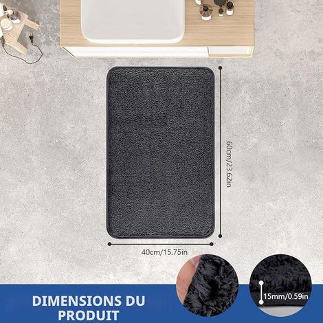 Tapis d'Entrée Intérieur, pour Porte Paillasson, 40x60 cm Gris Foncé (1/4)