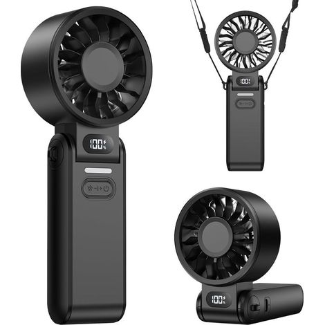 AMXCNOY Leiser, wiederaufladbarer USB-Ventilator – Mini-Faltventilator mit 4000-mAh-Akku, LED-Anzeige, ideal für Büro, Reisen, Outdoor, Schlafzimmer und Küche (1/5)