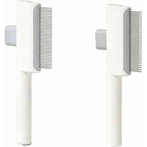 2 Pièces Peigne pour Chats, Peigne à Puces Autonettoyant pour Chat et Chien, Brosse de Toilettage pour Animaux de Compagnie Poil Court et Poil Long, pour Enlever Les Poils D'animaux, Blanc (1/5)