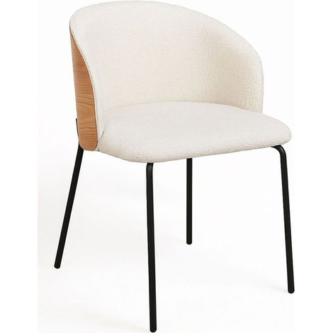 Sillas Comedor - Silla Glacia Tela Blanca con Respaldo Tapizado en Madera