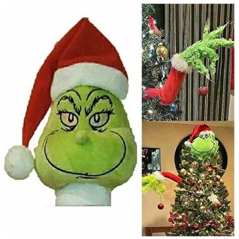 Décoration de Noël Grinch en coton – Taille 15 x 15 cm – Pour intérieur – Amusante et originale pour égayer votre espace festif (1/2)