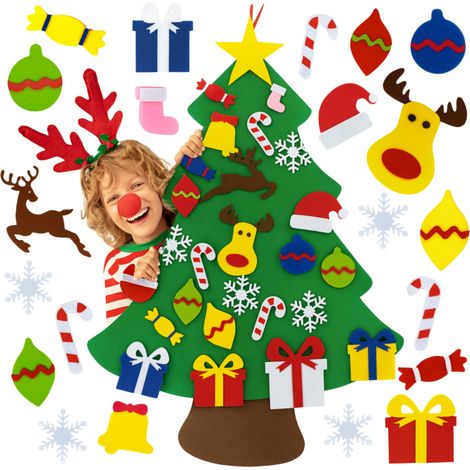 Sapin de Noël en feutrine avec décorations de navets pour enfants, décorations de Noël artificielles en feutrine, à faire soi-même (1/5)