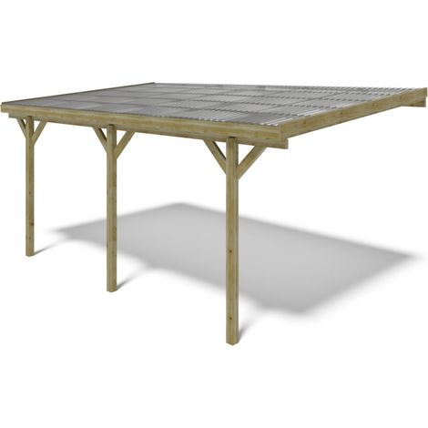 Tettoia posto auto coperto in legno 3.00x5.24 m - 15.00 m2 - copertura PVC - CAR7-2PVCTR