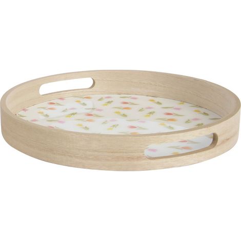 Decoris Tablett Ø 30 x 4 cm weiß-bunt