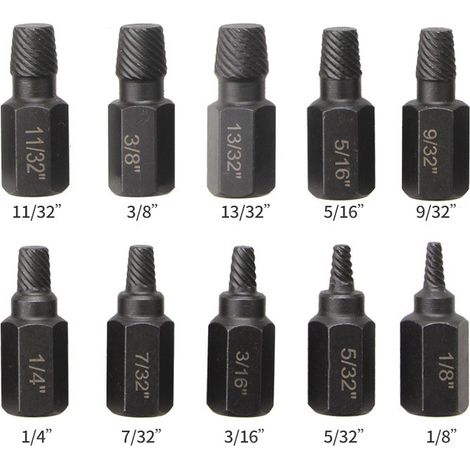 Extracteur de Vis et Boulons Abîmés - Kit 10 Pièces pour Filetage Endommagé ou Foireux - Outil d'Extraction Hexagonal Impérial-lsw