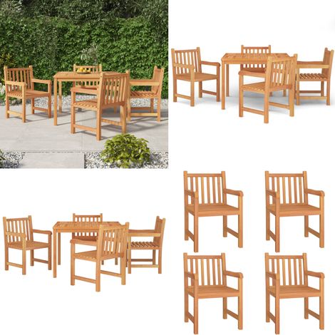 Set da Pranzo per Giardino 5 pz in Legno Massello di Teak - Tavolo da pranzo in teak - Sedie da pranzo in teak