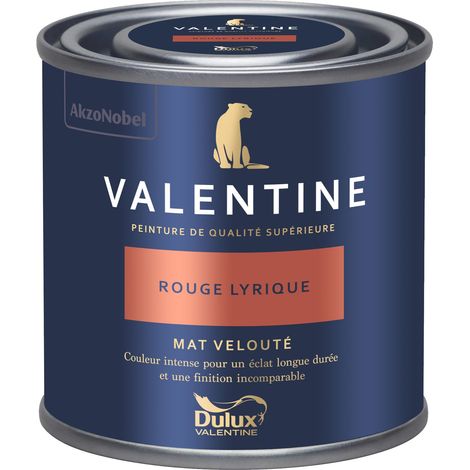 Dulux Valentine Peinture intérieure de haute qualité - Valentine - Couleur intense & pouvoir couvrant élevé - Mat Velouté Rouge Lyrique 0,125 L
